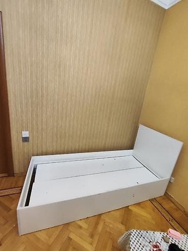 Çarpayılar: Ağ rəngdə tək nəfərlik çarpayı karkası - Ölçü: təxmini tək nəfərlik — 3