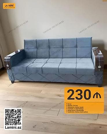 Ev üçün mebel: Divan – La Mini - Ölçü: 210 sm - Mexanizm: Açılan, bazalı (yataq — 1