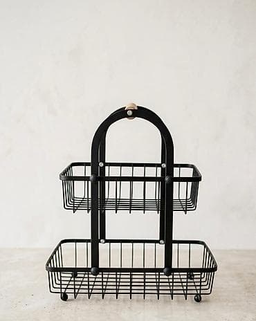 meyve qabı: İki mərtəbəli metal meyvə-səbət stendi - Material: dayanıqlı tozboya — 2