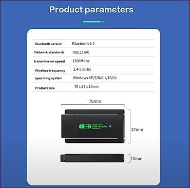 nitro 5 acer: Məhsul: USB Wi‑Fi 5 + Bluetooth 4.2 Adapter (iki antenna) — 7