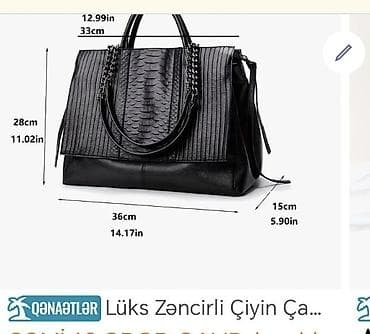 qara çanta: Lüks zəncirli çiyin çantası – qara rəng Xüsusiyyətlər yeni :alınıb — 1