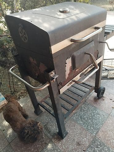 Барбекю: Kömürlə işləyən qapaqlı manqal/barbekü arabası - Qapaqlı — 1