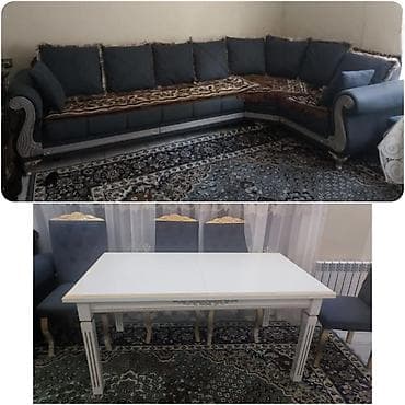 Qonaq desdi 950 azn.Ayri satışı var.Masa acilir+6 stulludur.Divan — 1