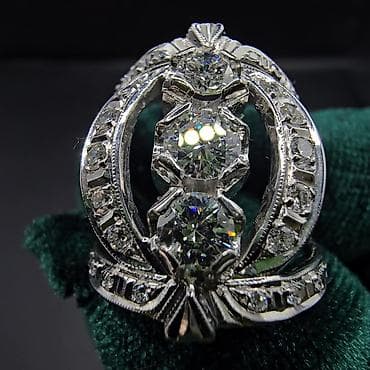 Üzük, Ağ qızıl, 583 Əyar, Brilyant, 1.51-2.00 Karat