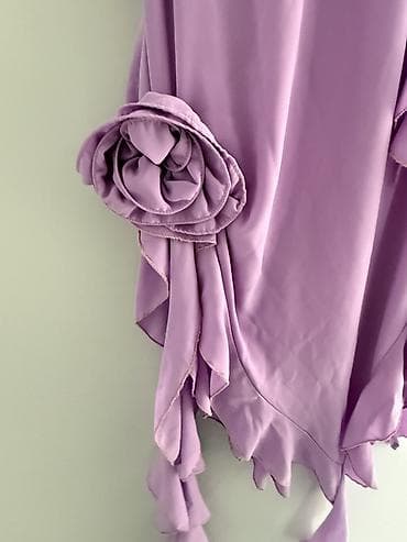 hamile don: Bənövşəyi rəngdə zərif geyim - Model: asimmetrik kəsimli, yanları — 4