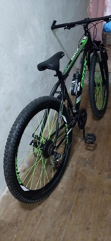 asma mühərrikli velosiped nədir: BMX GTR velosipedi - Rəng: qara-yaşıl dizayn, eyni rəngli şin — 1