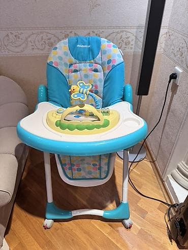 Mamalie uşaq yemək stulu - Rəng: mavi-ağ, rəngli nöqtəli oturacaq - — 3