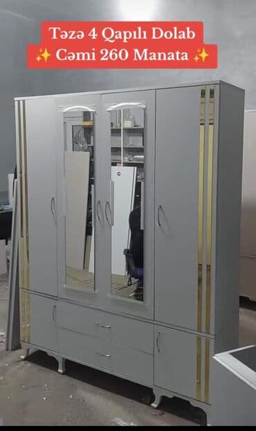 kalidor ucun alcipan fiqurlari: Açılan, 4 qapılı Düz dolab, Qarderob, paltar dolabı — 6