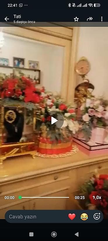 Qızıl çərçivəli güzgülü təqdimat/tray dəstləri – dekorativ gül — 2