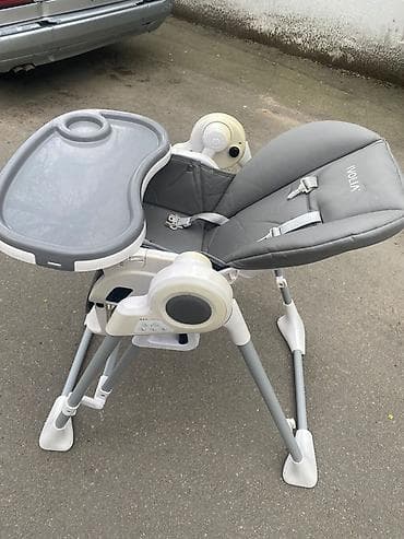 Uşaq yemək stulu – IVOLIA, boz-ağ rəngli, çoxfunksiyalı model — 4