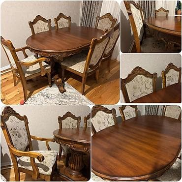 el misari: Qonaq otağı üçün, İşlənmiş, Açılan, Oval masa, 6 stul — 1
