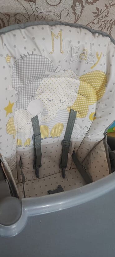 maşa i medved: Uşaq üçün yemək stulu – SHENMA - Rəng: boz-ağ kombinasiyası, yumşaq — 5