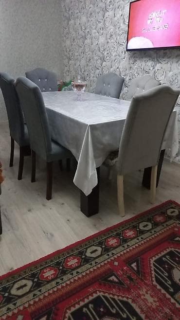 ev stolu: Qonaq otağı üçün, Açılmayan, Dördbucaq masa, 6 stul — 1