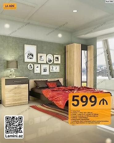 LA MINI Yataq Dəsti – Kod: 2083 Tərkib: - Çarpayı: 1 ədəd, 160 × 200