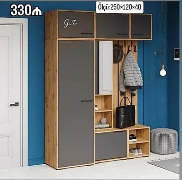 Мебель для дома: 1 дверь, С зеркалом, Серый, Другой материал, Распашной, Прямой шкаф — 1