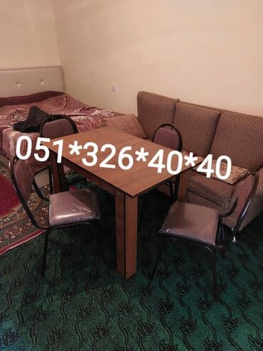 Masa və oturacaq dəstləri: Qonaq otağı üçün, Yeni, Dördbucaq masa, 4 stul — 10