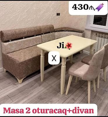stul stol: Mətbəx üçün masa dəsti: 1 masa + 2 oturacaq + künc divan — 1