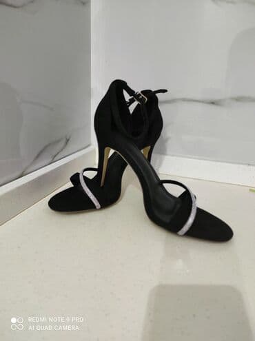 женские босоножки на шпильке: Ölçü: 40, rəng - Qara, Yeni — 1