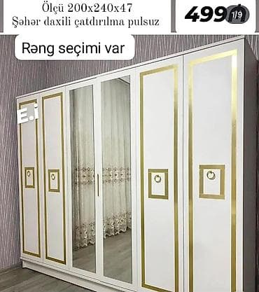 Geniş qapılı paltar şkafı - Ölçü: 200×240×47 sm - Dizayn: Ağ korpus — 1