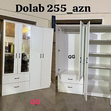 akvarium şkaf: 4 qapılı, Güzgülü, Ağ, Açılan, Düz dolab — 1