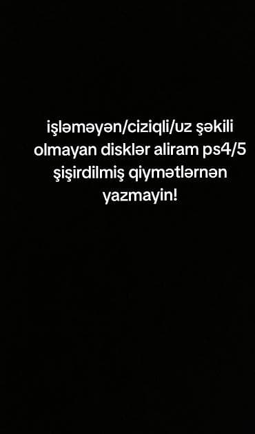 dvd disk: Xidmət: PS4/PS5 oyun disklərinin alınması Açıqlama: - İşləməyən — 1