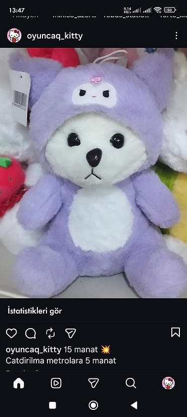 qara donlar: Bənövşəyi kostyumlu yumşaq ayıcıq oyuncağı - Material: yüksək — 1