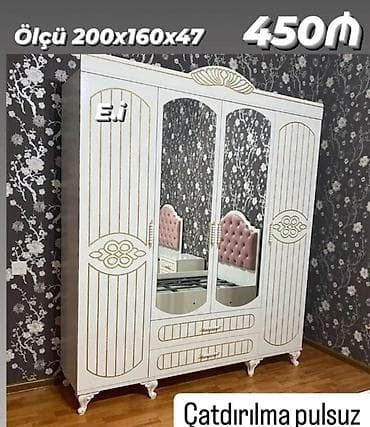 akvarium şkaf: Yeni, 4 qapılı, Güzgülü, Ağ, Digər material, Açılan, Düz dolab — 1