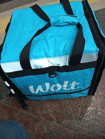 Hazır biznes: Wolt brendinin izotermal çatdırılma çantası - Rəng: parlaq mavi, ön — 3