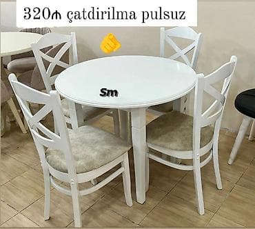 quxna ustolu: Mətbəx üçün, Açılmayan, Yumru masa, 4 stul — 1