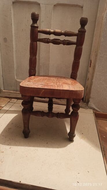 tek oturacaq: Taxta miniatür stul - Material: tam ağac (ləpəli, torna işləməli — 6