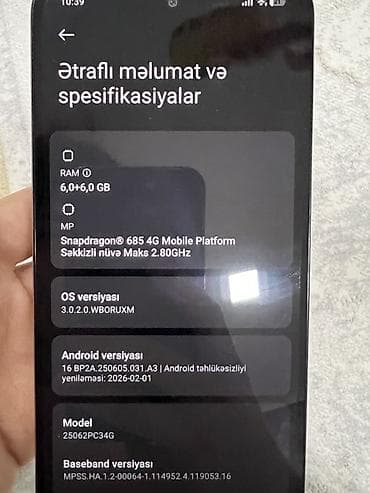 mini android telefonlar: Poco M7, 128 GB, rəng - Gümüşü, Sensor — 4