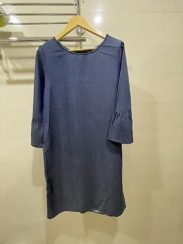 baletkalar: OPUS markalı qadın paltarı - Model: sadə, düz kəsimli denim-look — 1