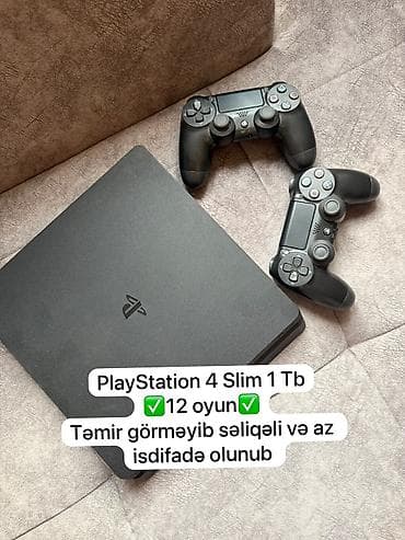 oyun diskleri: Sony PlayStation 4 Slim oyun konsolu Xüsusiyyətlər: - Model: PS4 Slim — 1