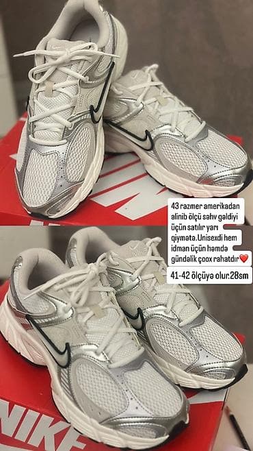 Nike uniseks idman/gündəlik krosovkalar - Model: ağ–gümüşü rəng — 1