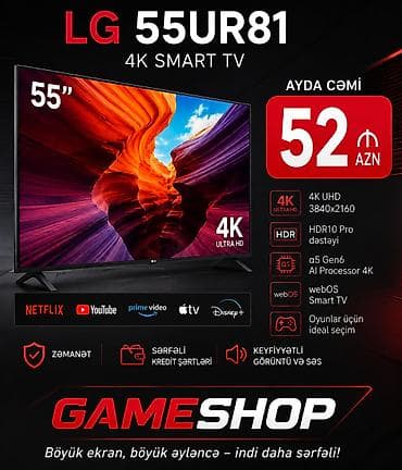LG 55UR81 4K Smart TV – 55 düym - 4K UHD (3840x2160) yüksək dəqiqlik