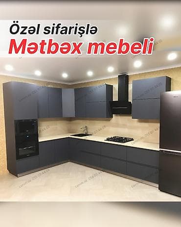 Özəl sifarişlə hazırlanmış müasir mətbəx mebeli - L formalı dizayn
