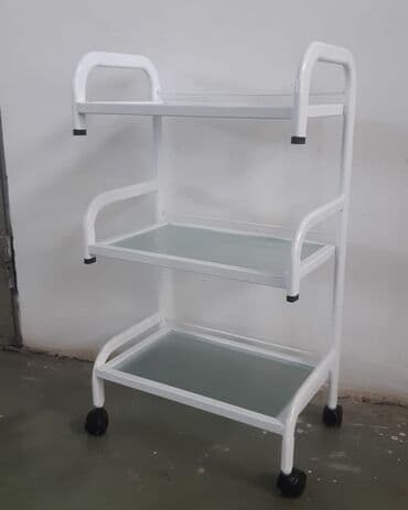 8 mart hədiyyələri: Etejerka Şüşəli üç mərtəbə Daşıyıcı Katalka Tibbi təkərli daşıyıcı — 4