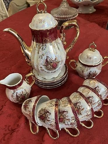 kofe satisi: Qəhvə dəsti, rəng - Qızılı, Farfor, 6 nəfərlik — 2