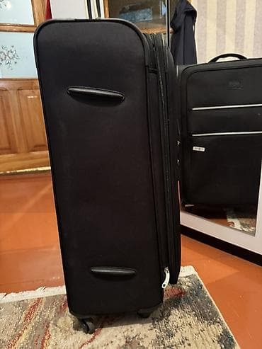 Çamadanlar: Böyük ölçülü 4 təkərli tekstil çamadan - Rəng: qara - Material — 3