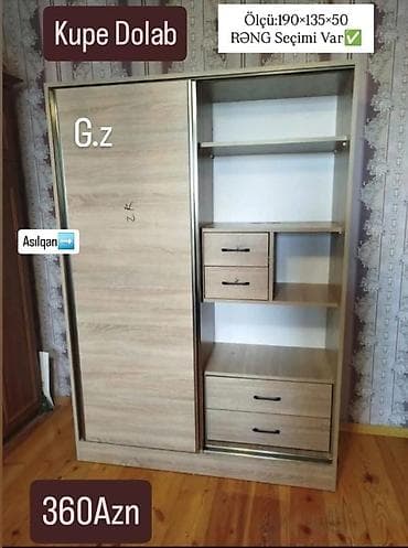 kiçik şkaf: Yeni, 2 qapılı, Siyirməli, Rəngli, Digər material, Kupe, Düz dolab — 1