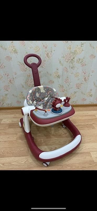 Uşaq yerigədəni – çoxfunksiyalı model - Rəng: bordo‑ağ, boz naxışlı — 1