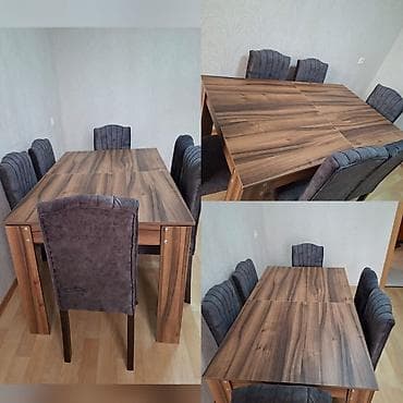 perla stul: Qonaq otağı üçün, İşlənmiş, Kvadrat masa, 6 stul — 1
