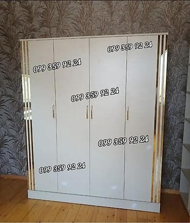 Ağ rəngli, dördkapuslu paltar şkafı - Material: laminat/LDSP tipli ağ lalafo.az -da Ağ rəngli, dördkapuslu paltar şkafı - Material: laminat/LDSP tipli ağ