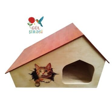 pişik yuva: Taxta pişik evi 🐾 Yeni əl işimiz – taxtadan hazırlanmış, rahat və — 2
