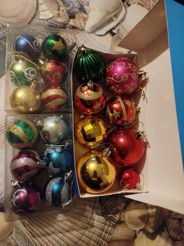 Yeni il bəzəkli oyuncaglari(20 ədəd) - Müxtəlif rənglərdə və