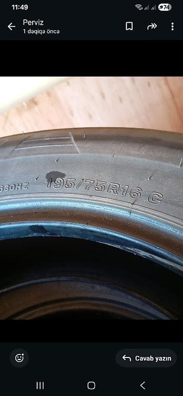 teker 14: 195/75 R16C yük/miniven şinləri - Ölçü: 195/75 R16 C (yüngül yük — 2