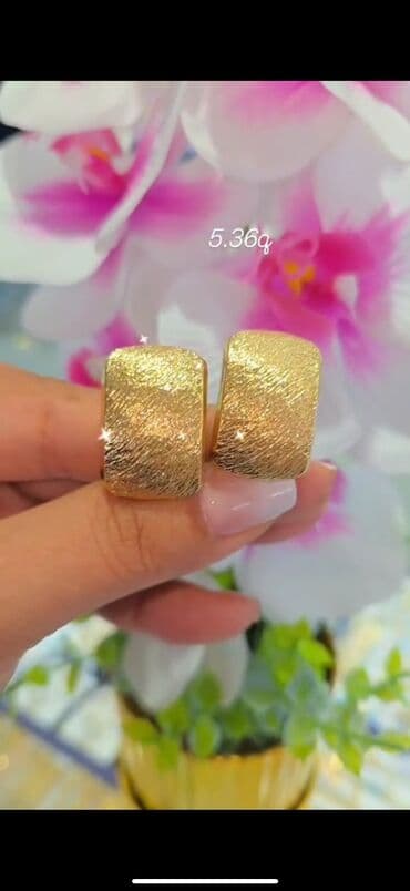 qas sirqalar: Sırğa, Sarı qızıl, 585 Əyar, 123 g, Ödənişli çatdırılma, Ünvandan götürmə — 10