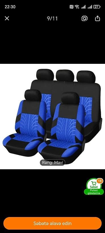 chevrolet cobalt ehtiyat hisseleri: Universal avtomobil oturacaq örtükləri dəsti – rəng: mavi — 1