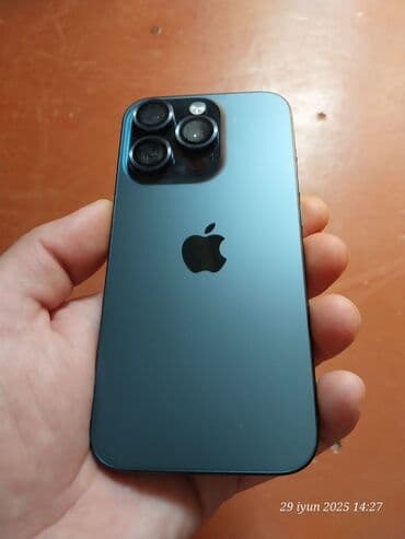IPhone 15 Pro, 128 GB, Blue Titanium, Face ID, Simsiz şarj, Sənədlərlə