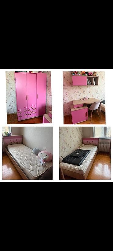 Ev və bağ: Qız üçün, İşlənmiş, 2 təknəfərlik çarpayı, Yazı masası, Dolab — 1